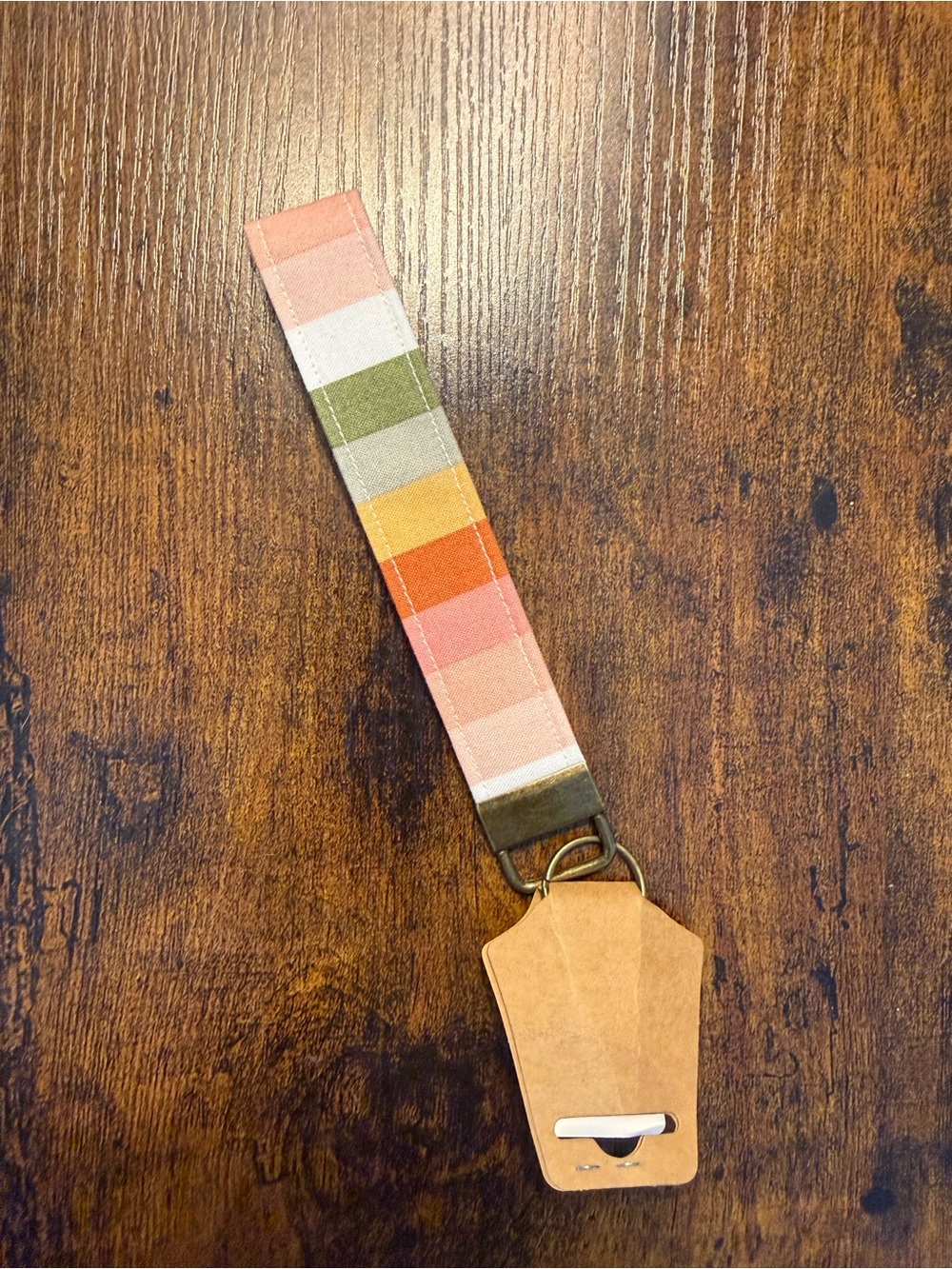 Striped Multicolor Wrist Key Fob - Pink, Orange, Green, Cream